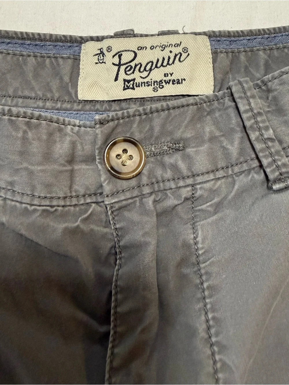 Original Penguin Men's Blue/Gray Flat-Front Cotton Shorts